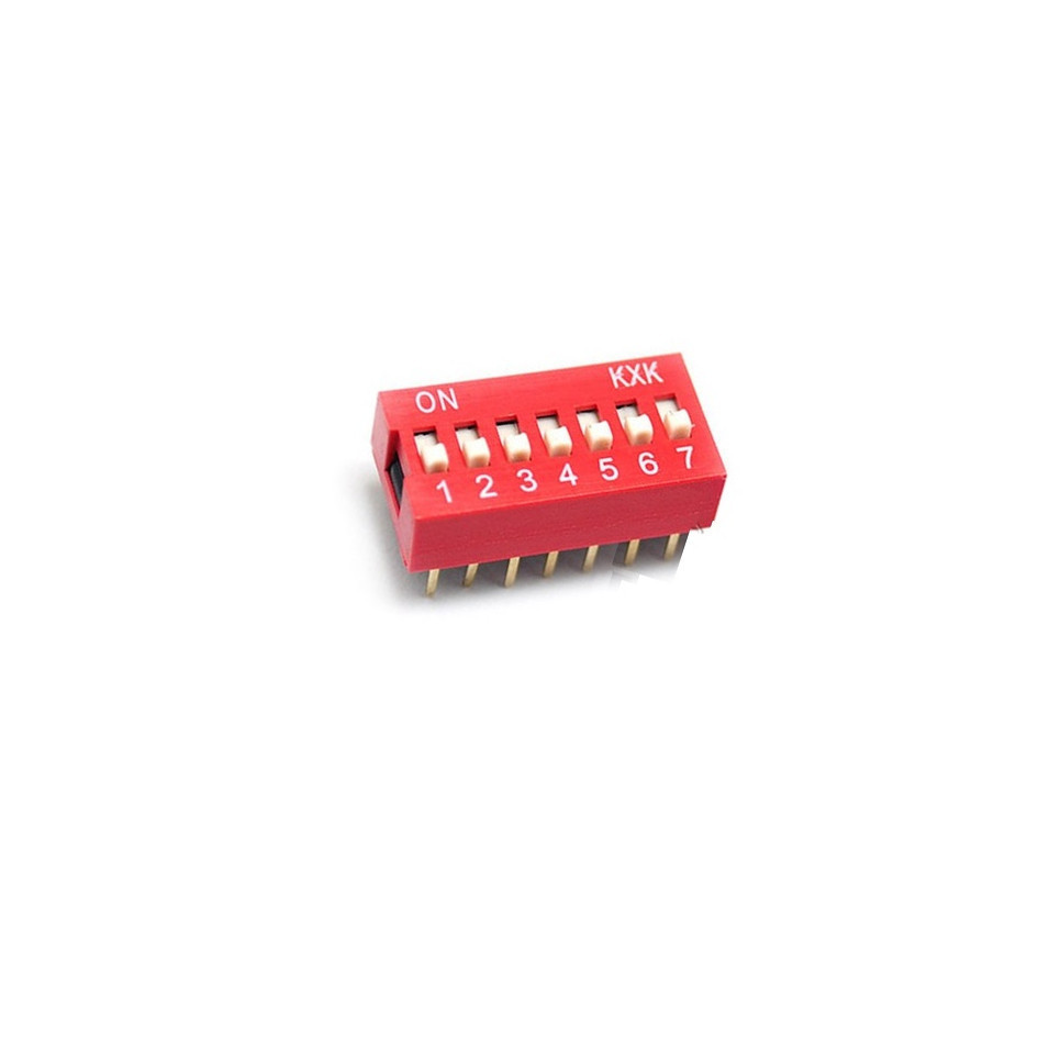 2Pcs NEW Slide Type Switch Module 2.54mm 7-Bit 7 Position Way DIP Red Pitch