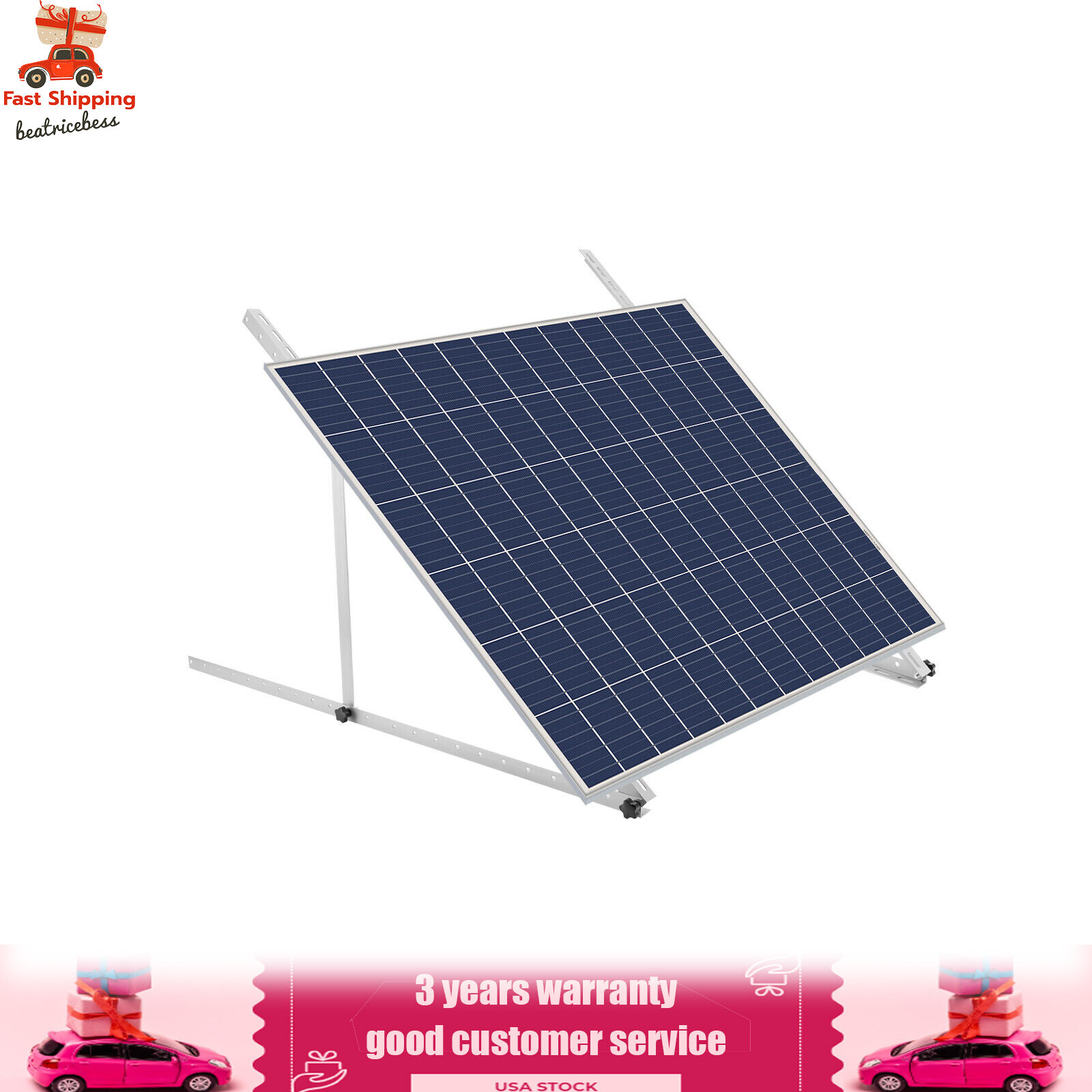 45" Inch Solar Panel Adjustable Tilt Mount Brackets Boat RV Flat Mounting 2Pcs