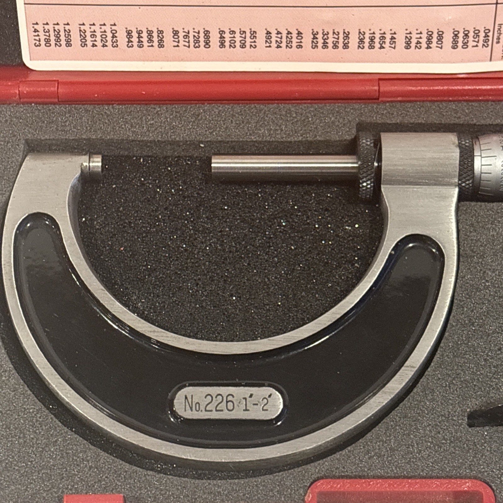 Starrett T226FL-2 Outside Micrometer, 1-2", Machinist Tool