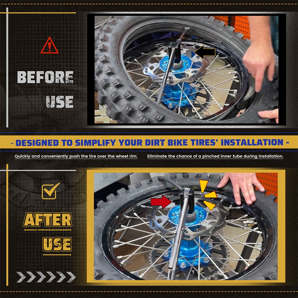 Dirt Bike Tire Mount Tool Kit Portable Foldable for 16-21 Inch Wheels