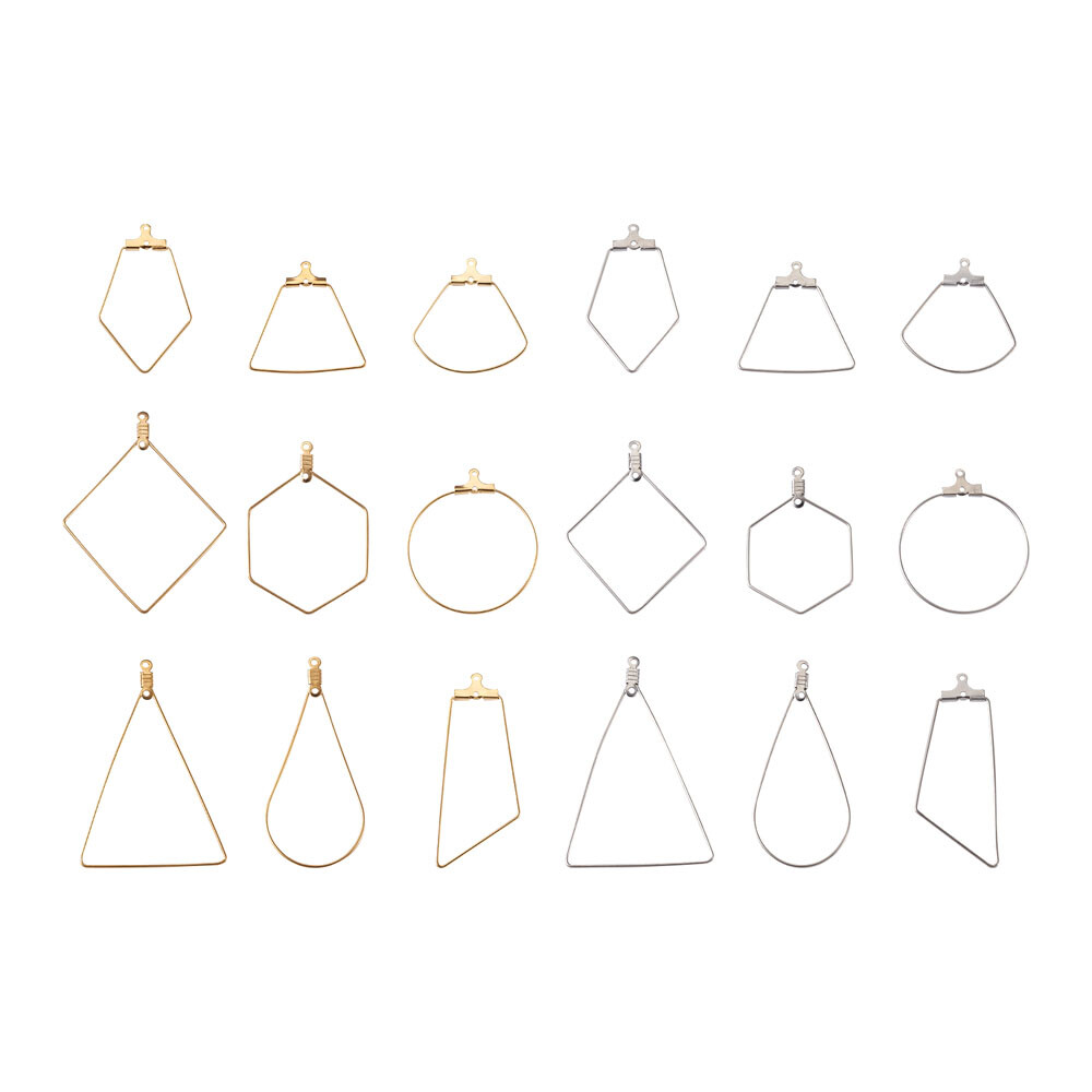 36Pcs Stainless Steel Beading Earring Hoops Component Mixed Hoop Earring Finding