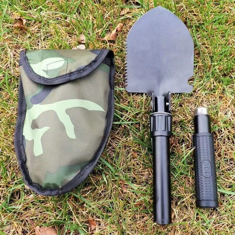 Military Compact Foldable Shovel Spade with Pick, Army Entrenching Tool in Pouch