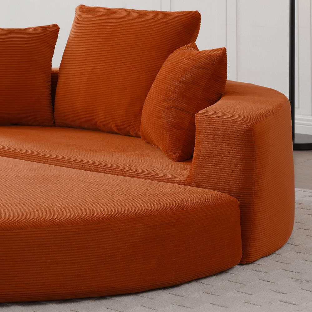 Convertible Sofa Bed w/ Foam Corduroy Cover, Orange - Modern Futon