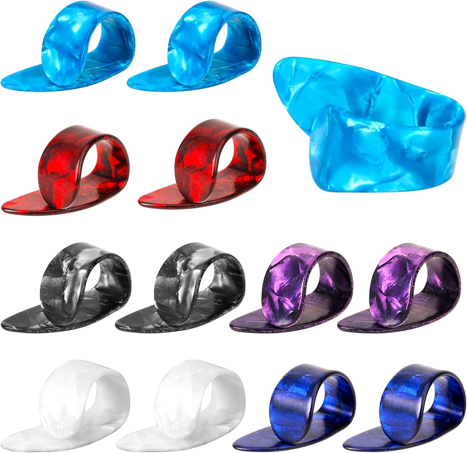 12 púas de dedo pulgar para guitarra de celuloide, púas planas para pulgar