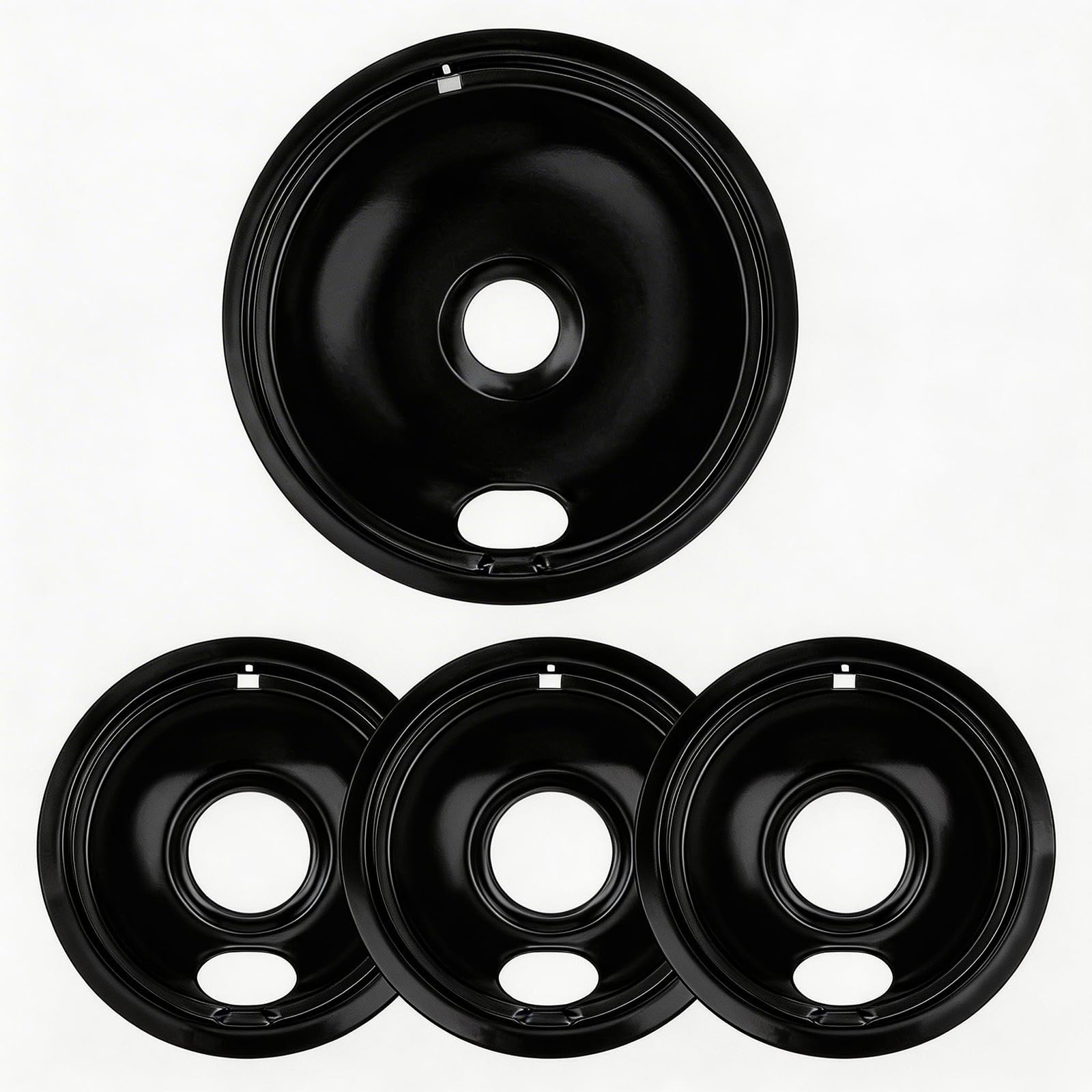 Black Electric Stove Drip Pans Set, 3 Small 1 Large Universal Replacement Dri...
