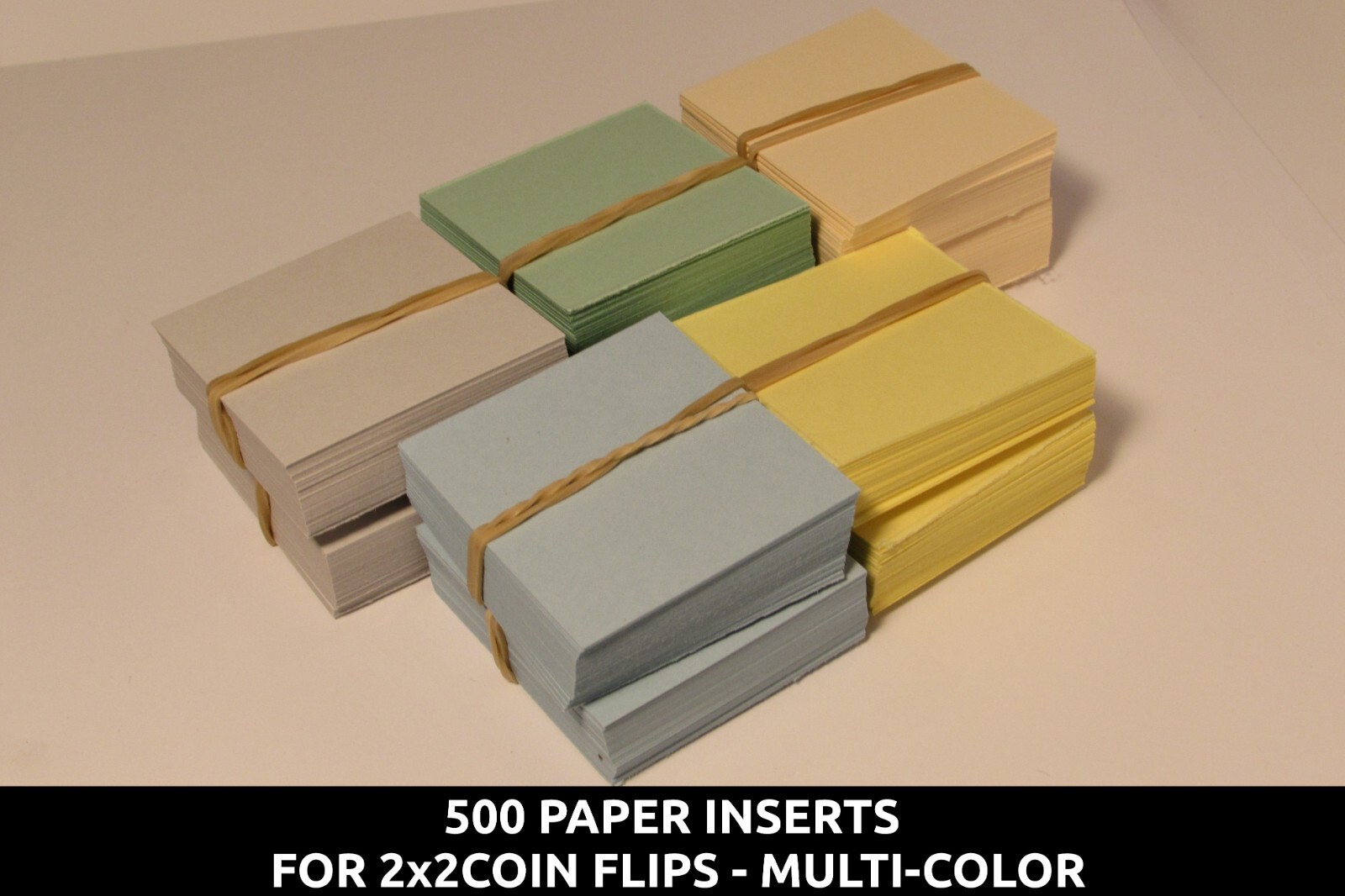 500 Paper Inserts for 2x2 coin flips - multicolor - safe for coins - bulk deal
