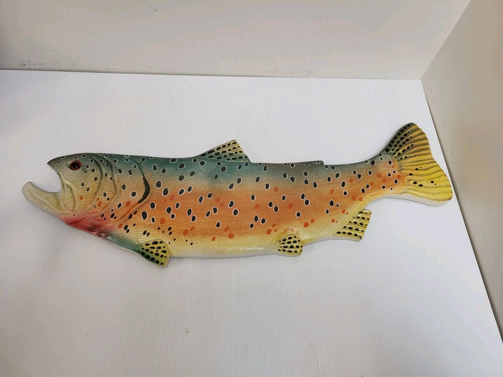 Vintage Dave Kober 30 Inch Trout Fish Sign On Wood