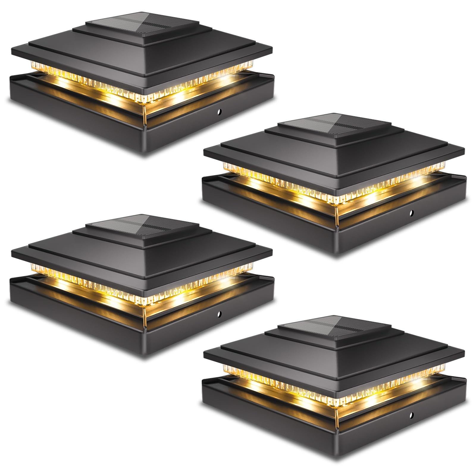 Post Cap Lights Outdoor 4pack, Waterproof Fence Solar Black