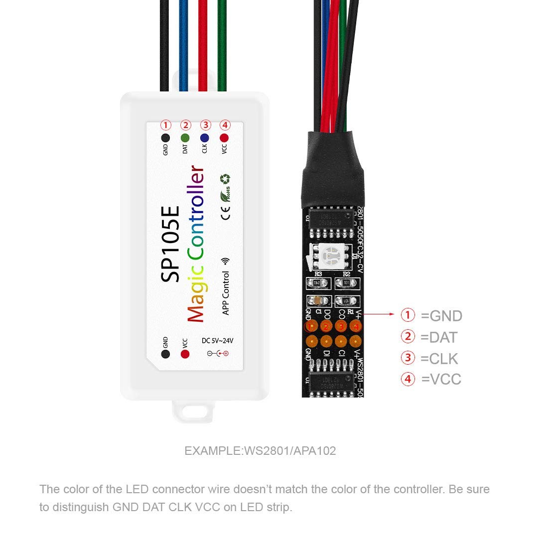 BTF-LIGHTING Wireless Bluetooth Controller SP105E iOS/Android APP for WS2811 WS2