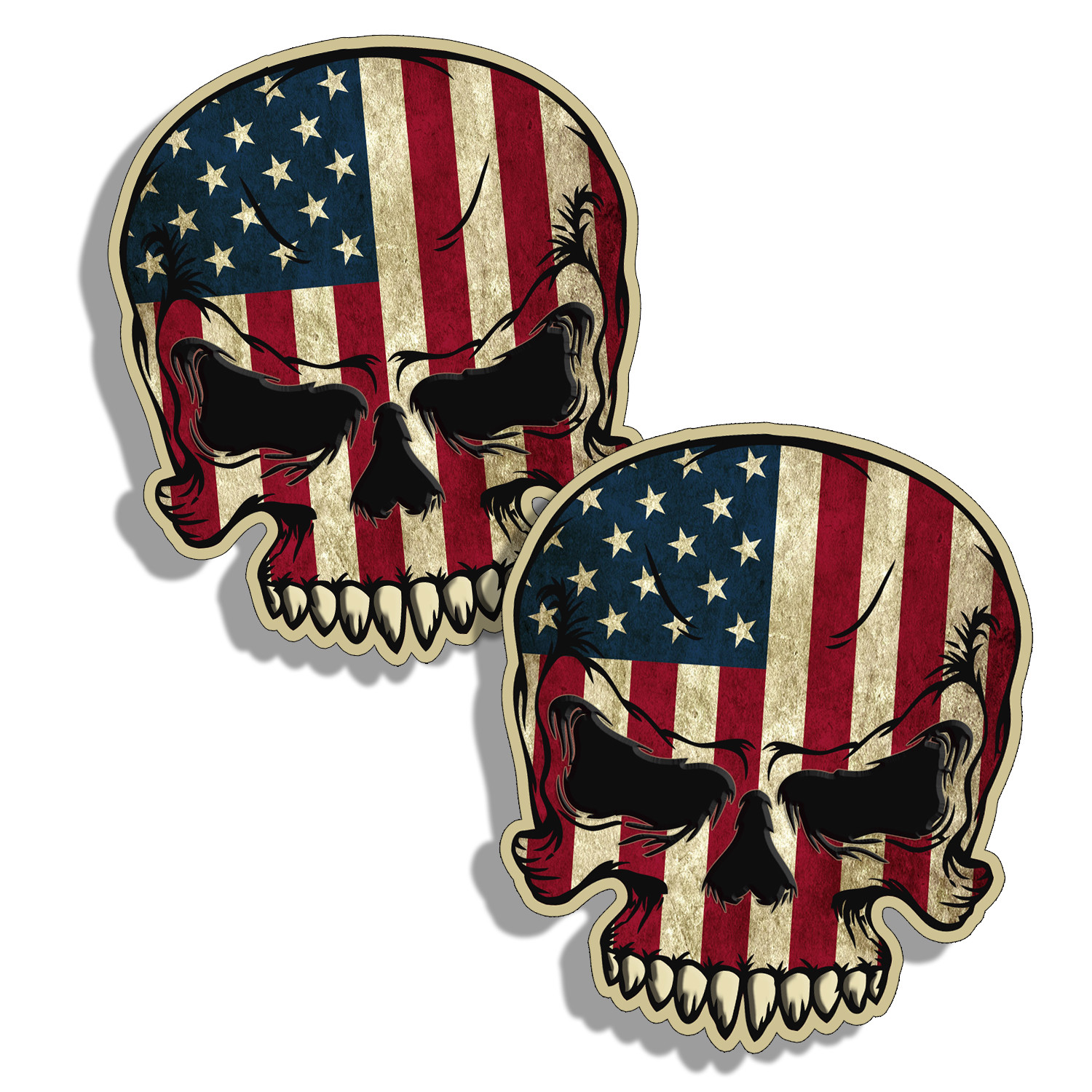 Rustic American Skull USA Flag Decal Sticker Car Truck Laptop Cup Custom Graphic