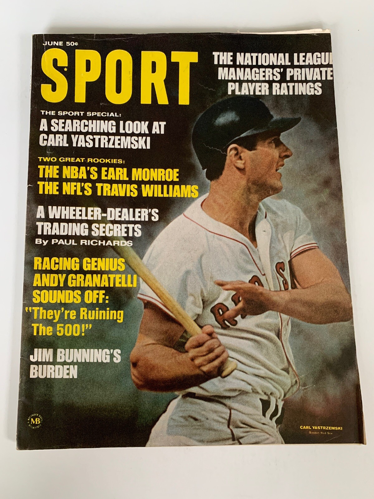1968 June Sport Magazine Carl Yastrzemski ,Boston Red Sox, (B180)