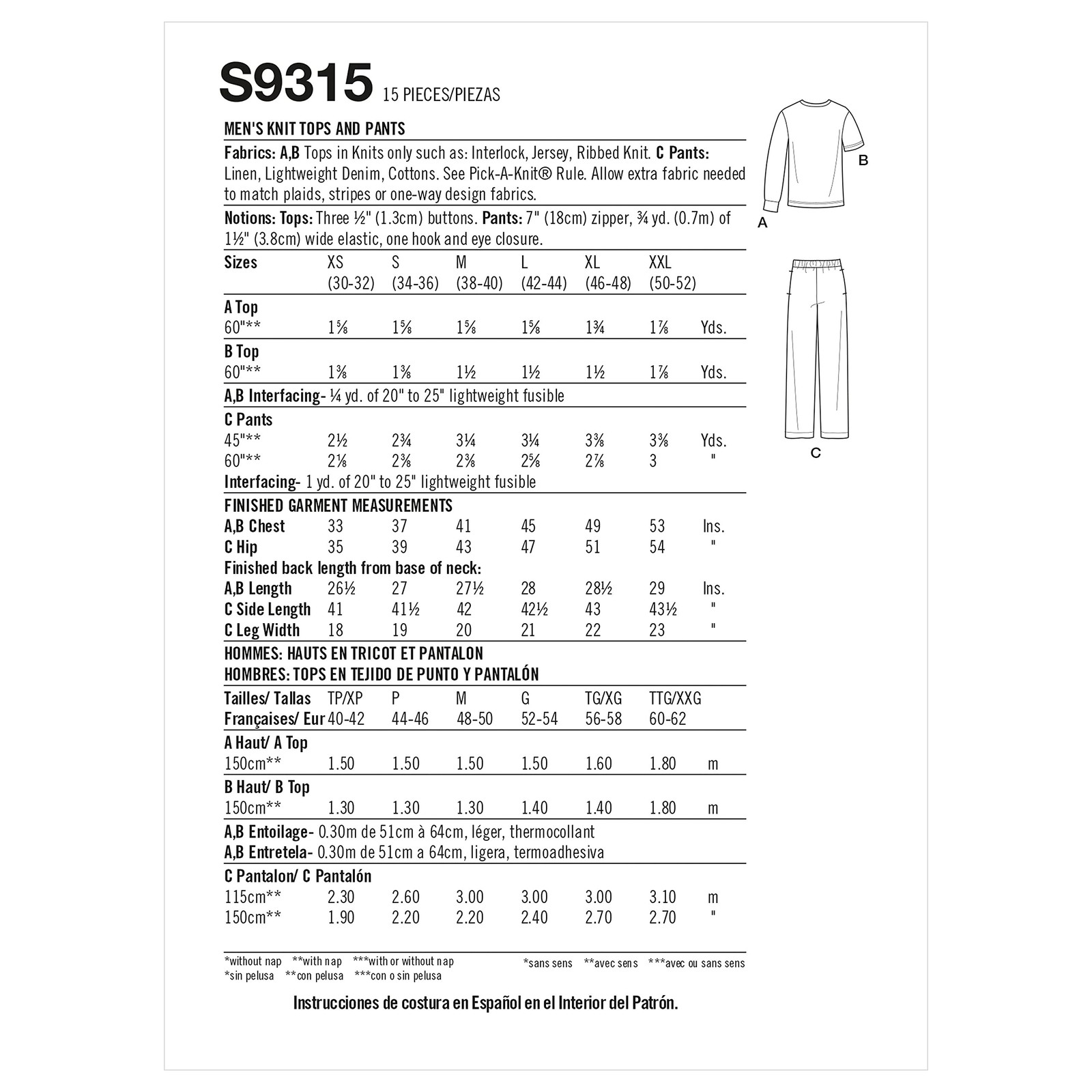 Pattern XS - XXL