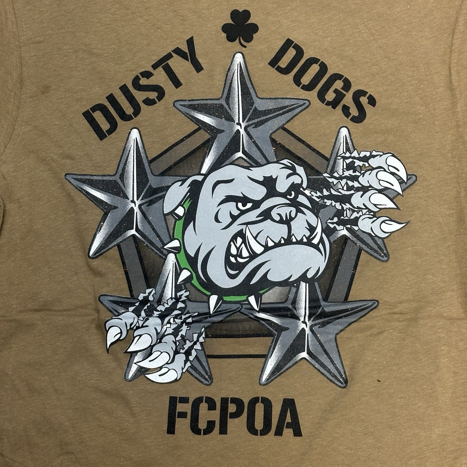 Khaki Military Shirt Mens "Dusty Dogs FCPOA" Size Medium