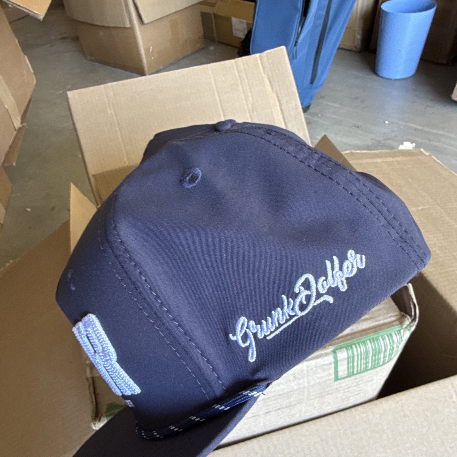 Navy Adjustable Golf Hat Snapback Cap Polyester Solid Logo Unisex Adults