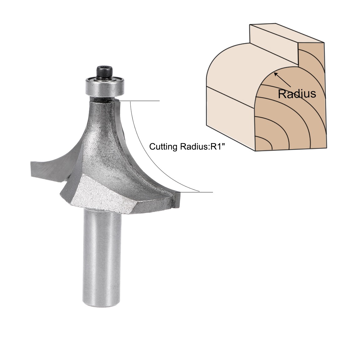 Router Bit 1/2 Shank 2 Inch Cutting Dia Round Over Corner