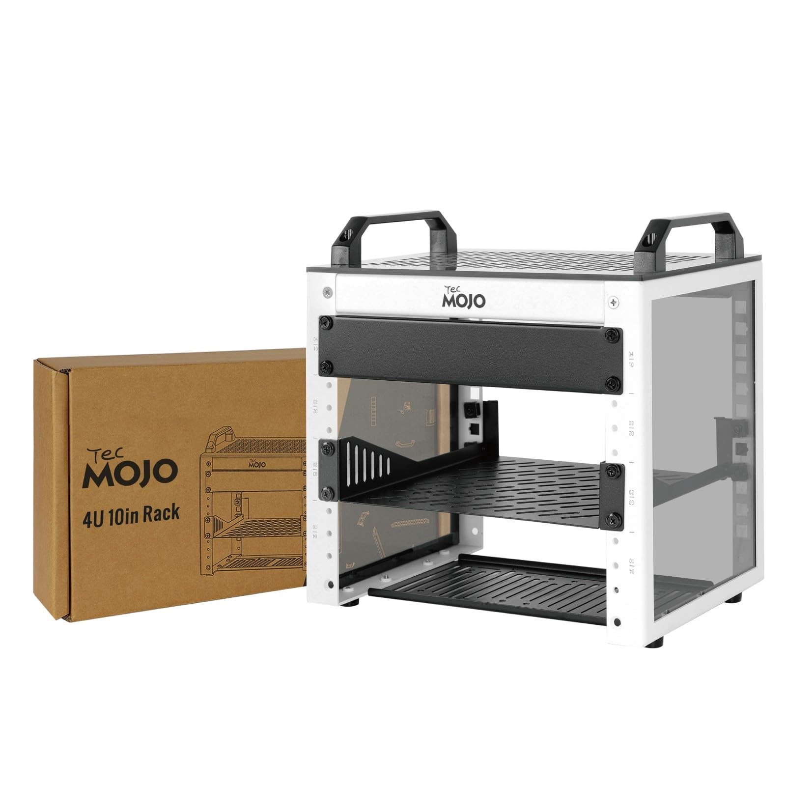 4U Network Rack, 10 inch Mini Server Rack with 2 Side Translucent Panels & 2 ...