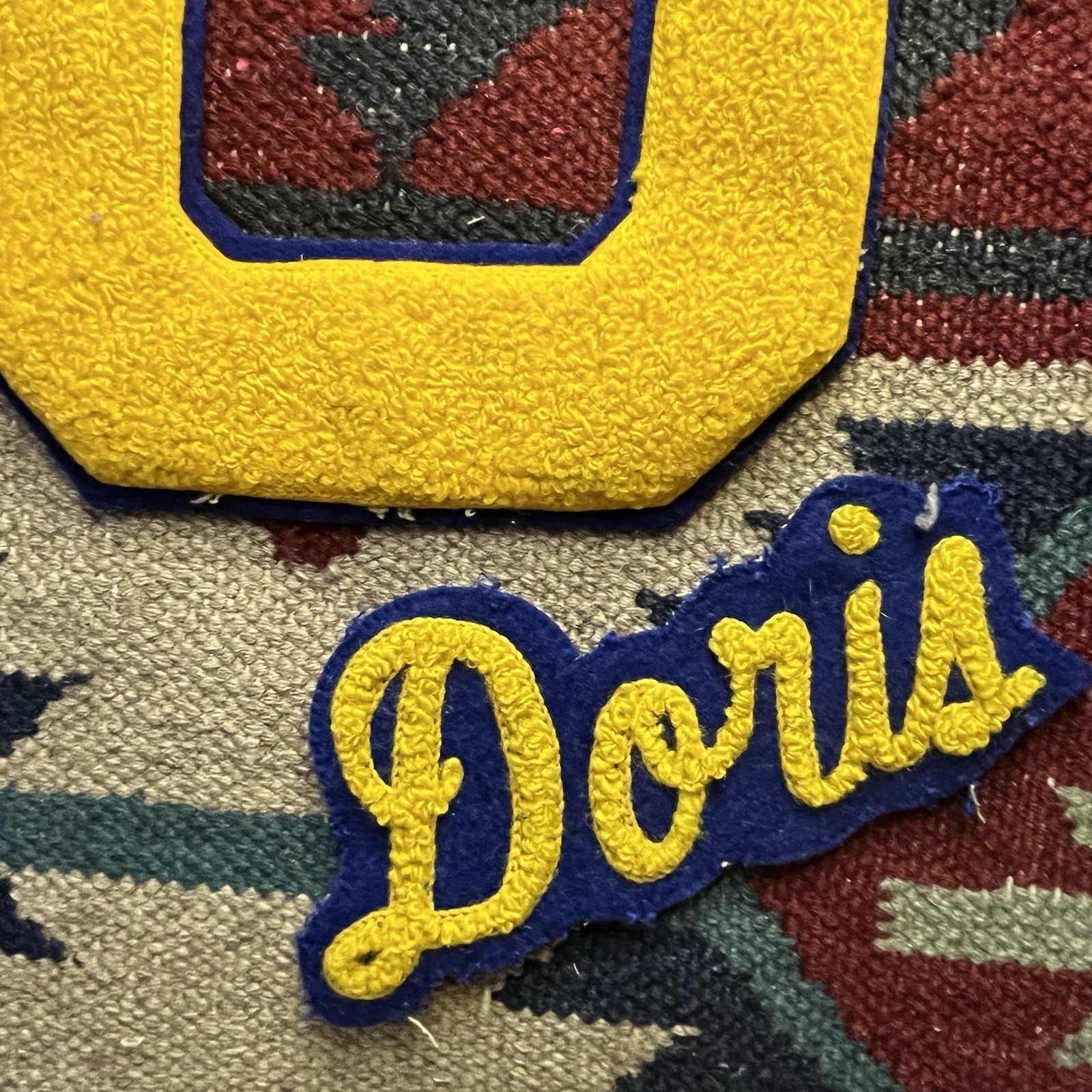 Vintage Varsity School Chenille Sweater Jacket Patch Set