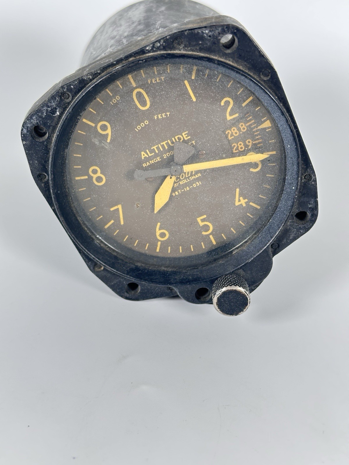 VINTAGE KOLLSMAN SCOUT ALTIMETER AIRPLANE ALTITUDE INDICATOR GAUGE INSTRUMENT