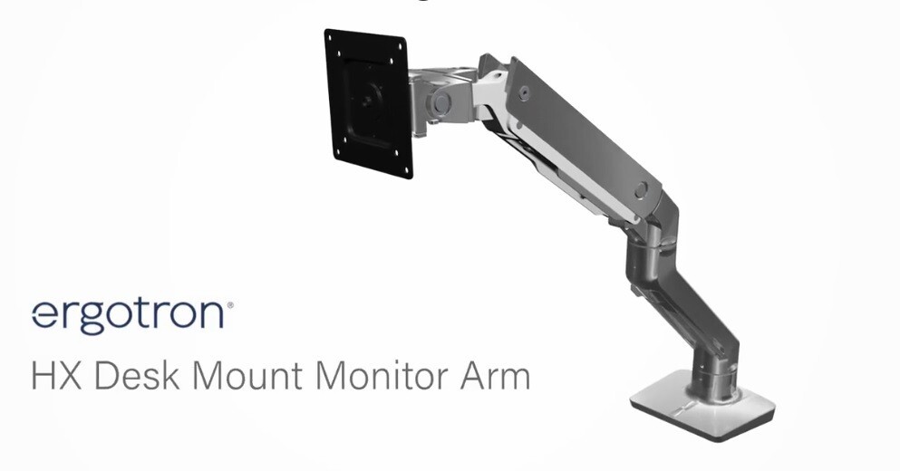 Ergotron 45-647-224 HX Desk Monitor Arm for Displays with HD Pivot - Matte Black