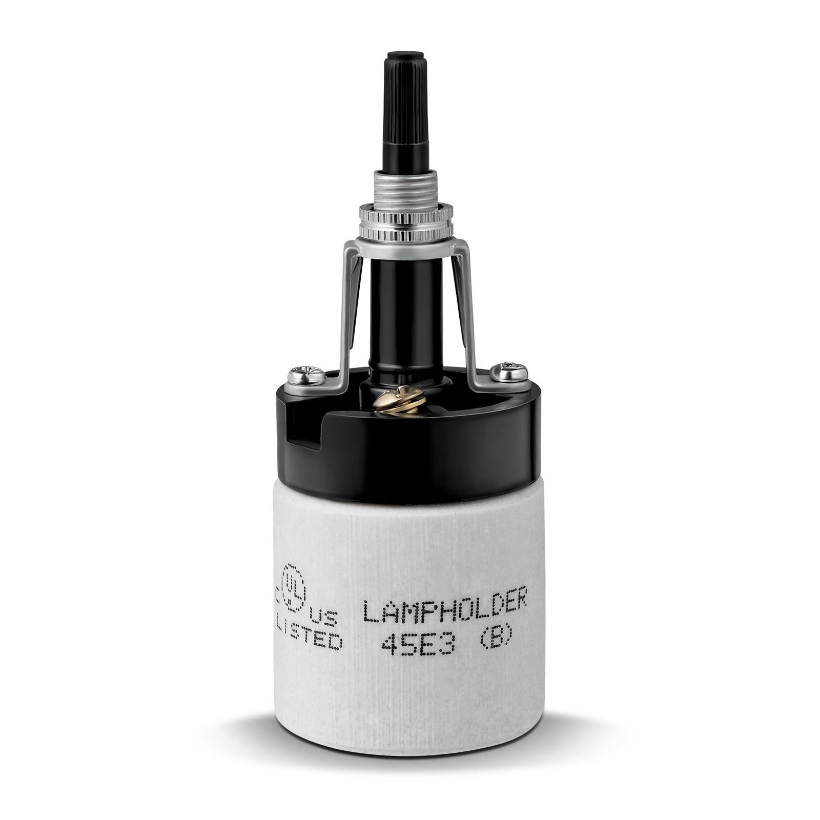 E26 Porcelain Lamp Socket with Rotary Knob Switch - High Temperature Grey