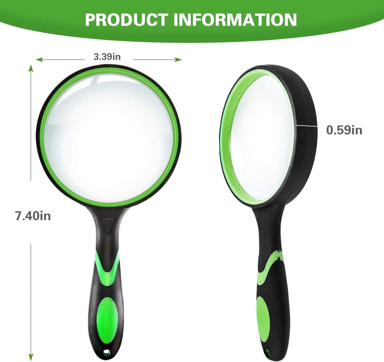 Dicfeos Magnifying Glass 10X Handheld Reading Magnifier - 75MM Large Magnifying