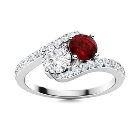 5mm Round  Garnet Ring 925 Sterling Silver Solitaire With Accents Women Ring