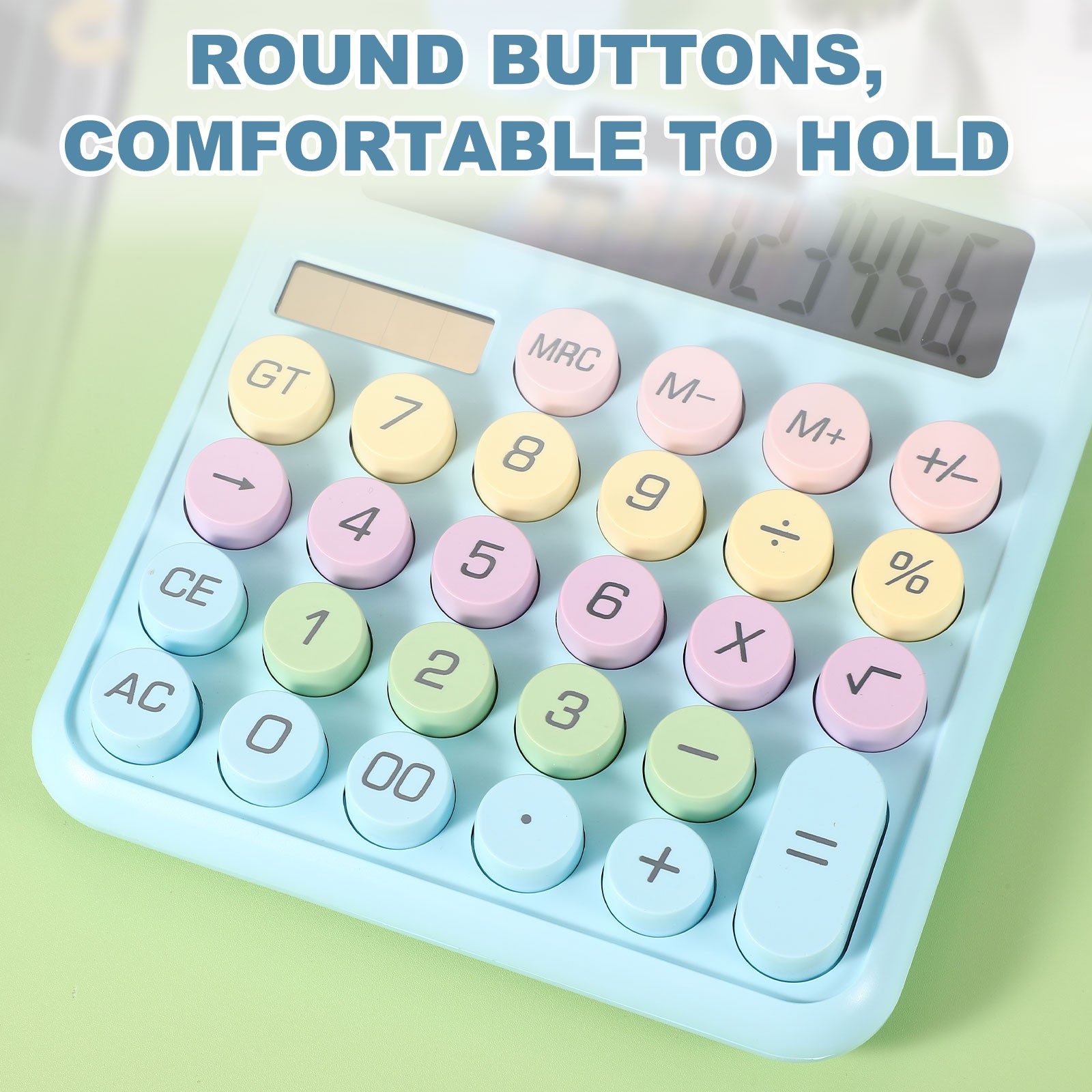 Cute Calculator Desk Calculator Basic Big Button, Blue