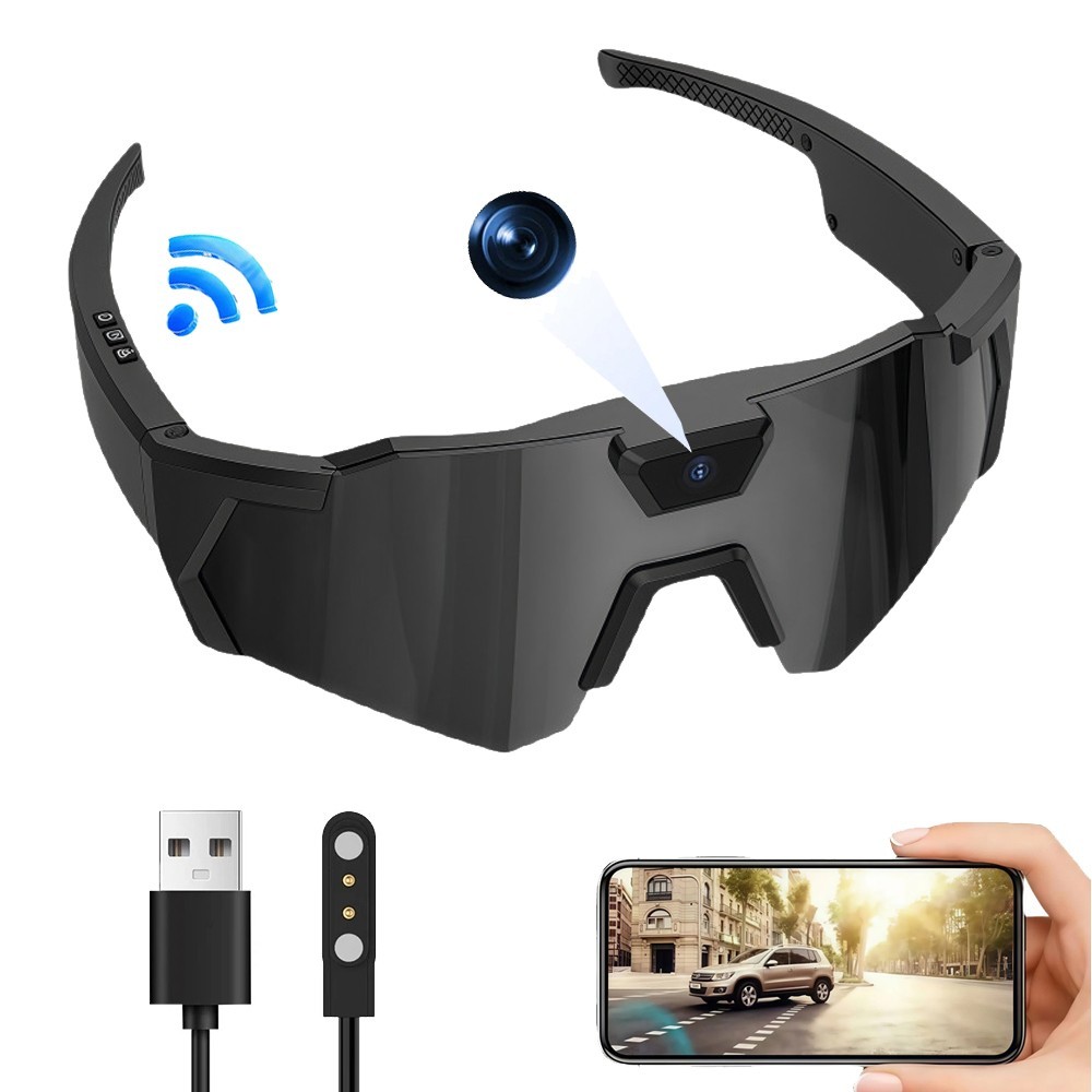 WiFi App AI Smart Glasses for Action Sports, Cycling Video Recording Sunglasses
