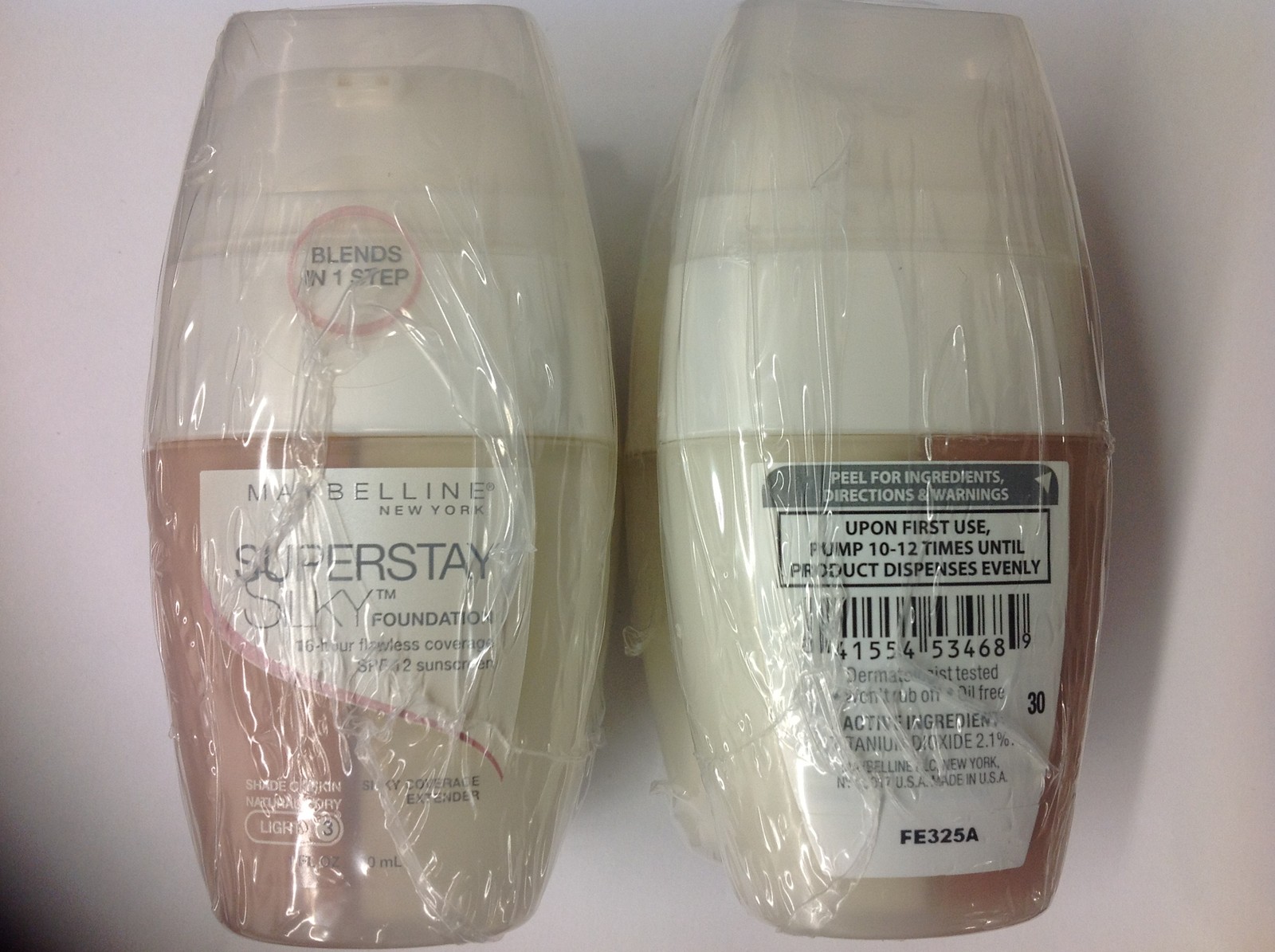 4 X Maybelline Superstay Silky Foundation NATURAL IVORY (LIGHT #3) NEW