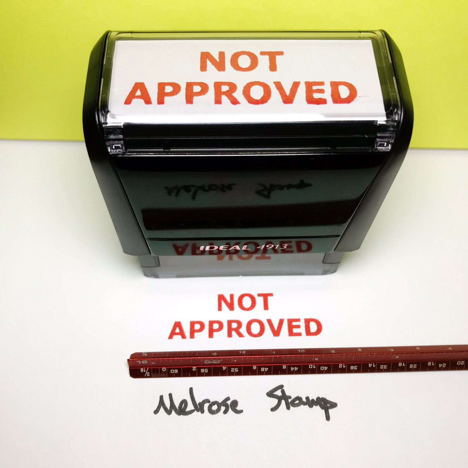 Not Approved Rubber Stamp Red Ink Self Inking Ideal 4913