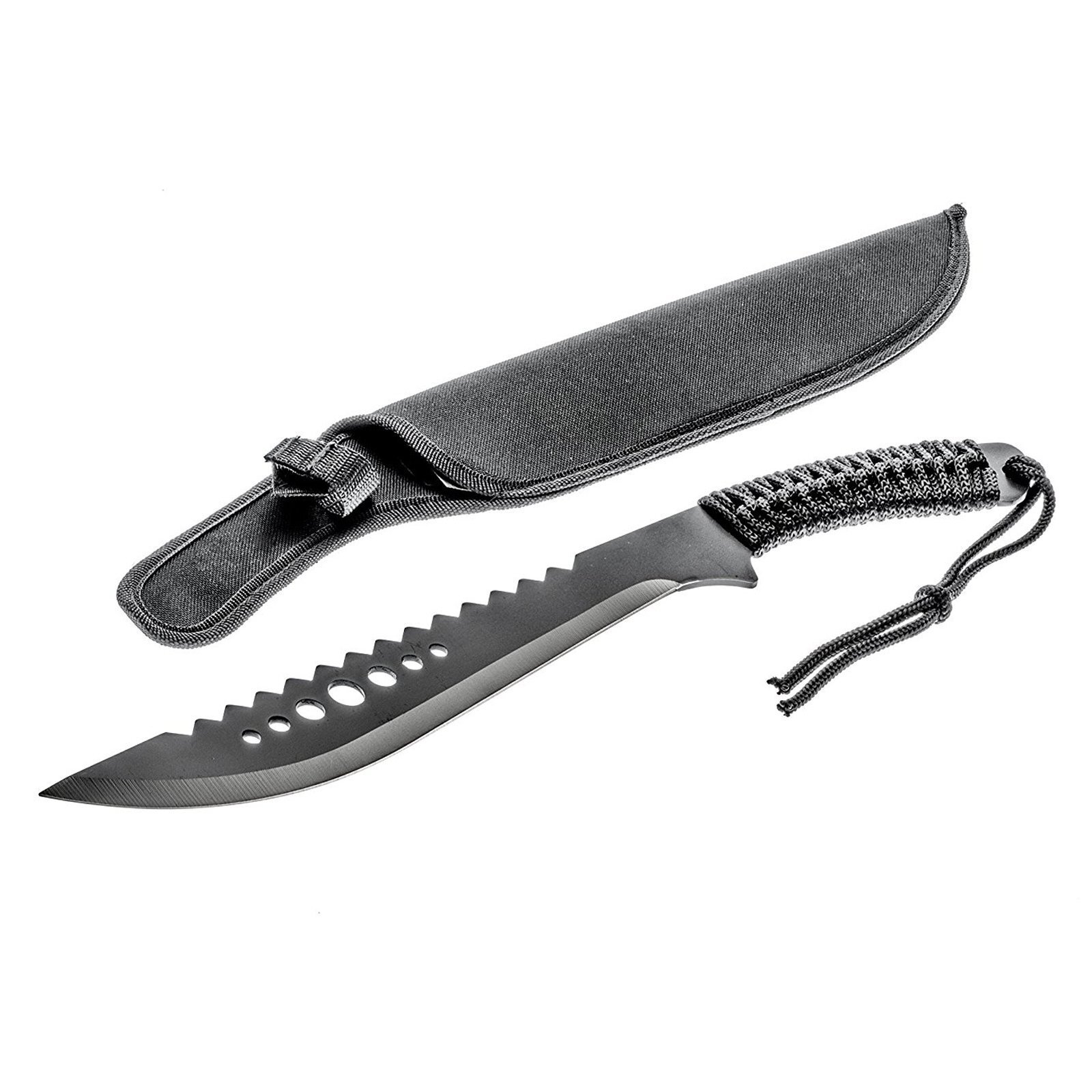 Stainless Steel Machete 15.5 Inch Serrated Blade Paracord Handle