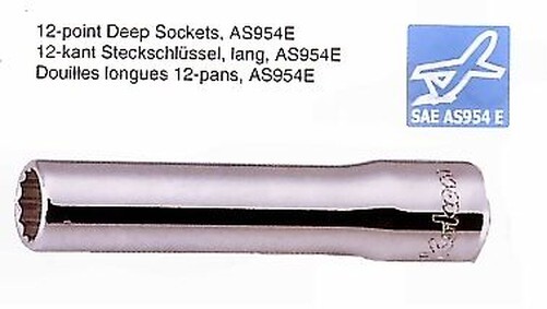 Koken Aerospace 1/4" sq Drive Deep 12 Point Socket 3/8"