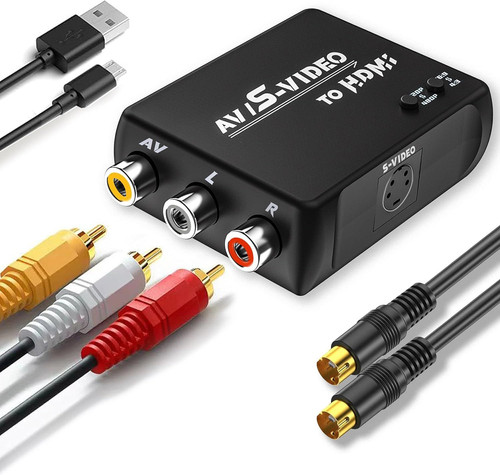 RCA to HDMI Converter, S Video Converter. (Converter（Black）+ black