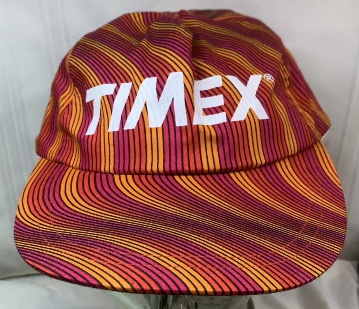 Timex Vintage Panel Hat Men's OSFA Cap Clip-On Back Embroidered White