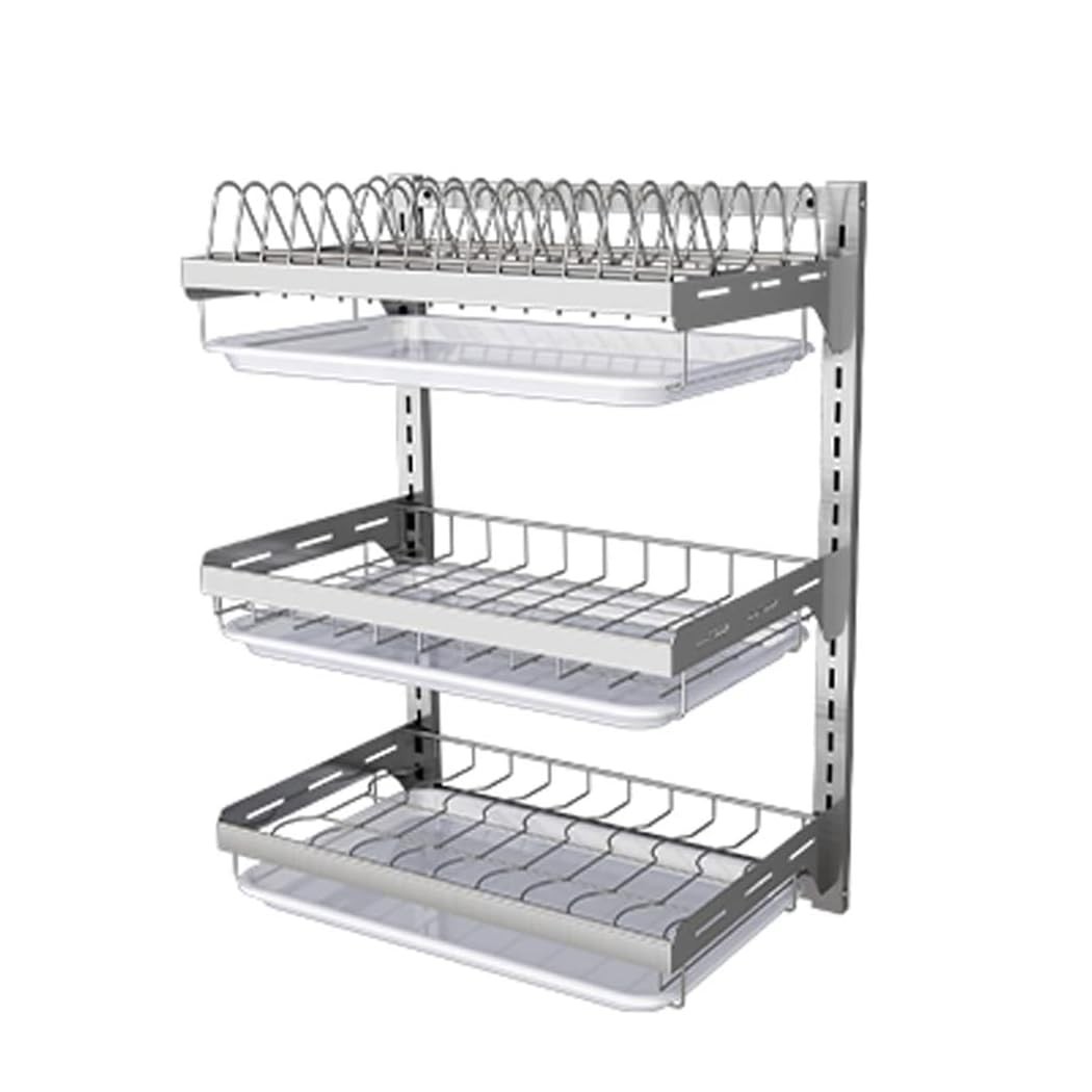 WWWHZGYS Dish Rack Wall Mounted,Hanging Dish Drying Rack,3 Tier Stainless Ste...