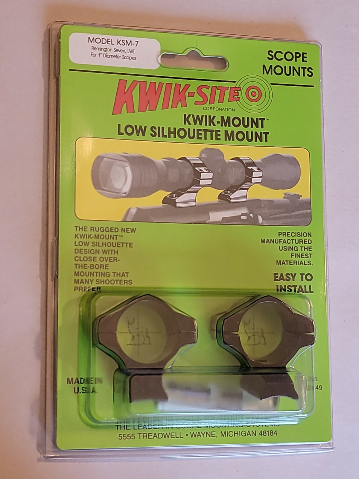 KWIK-SITE  scope rings for Remington Seven LWT 1" diameter scopes KSM-7