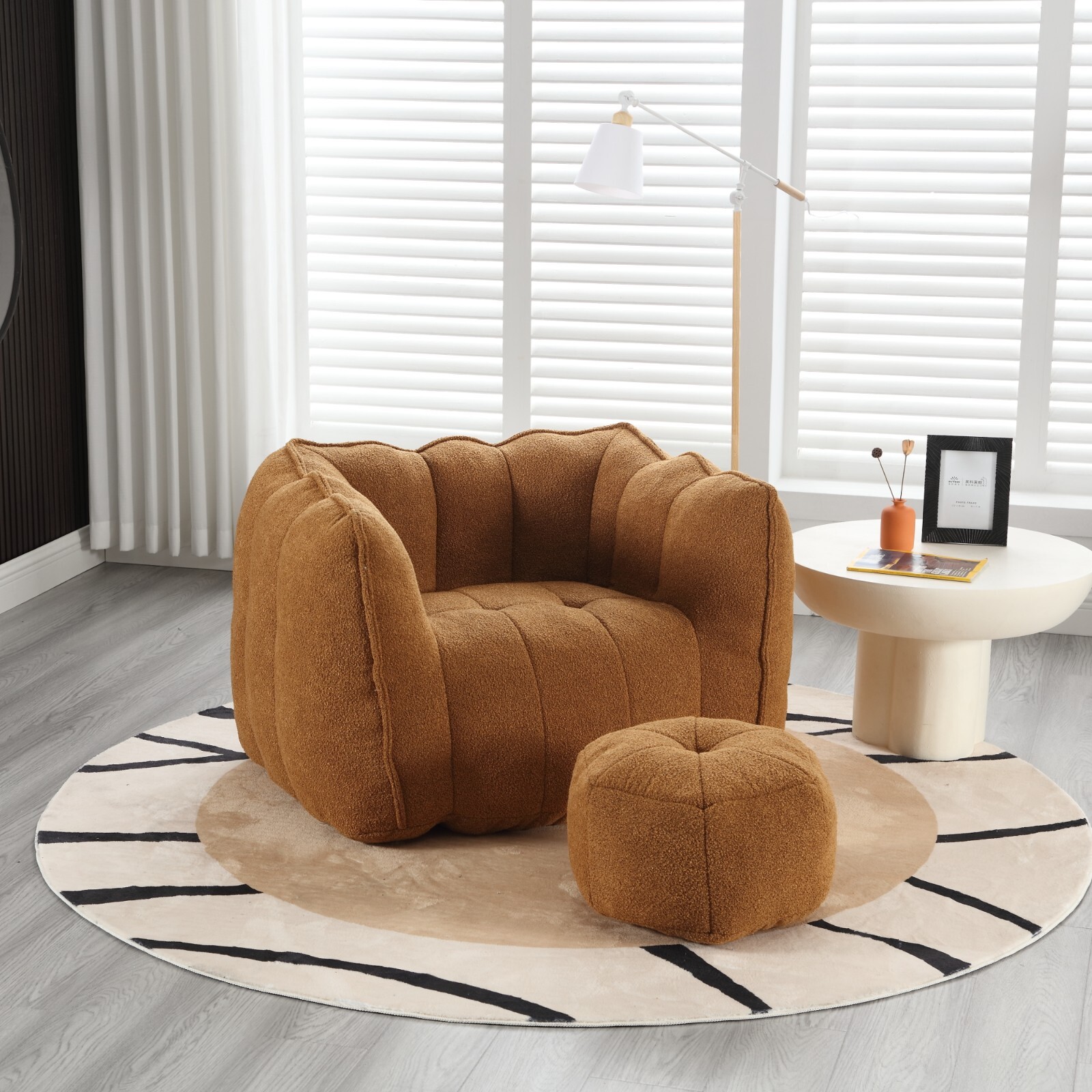 Large Bean Bag Chair with Ottoman, Memory Foam, Comfortable Lazy Sofa