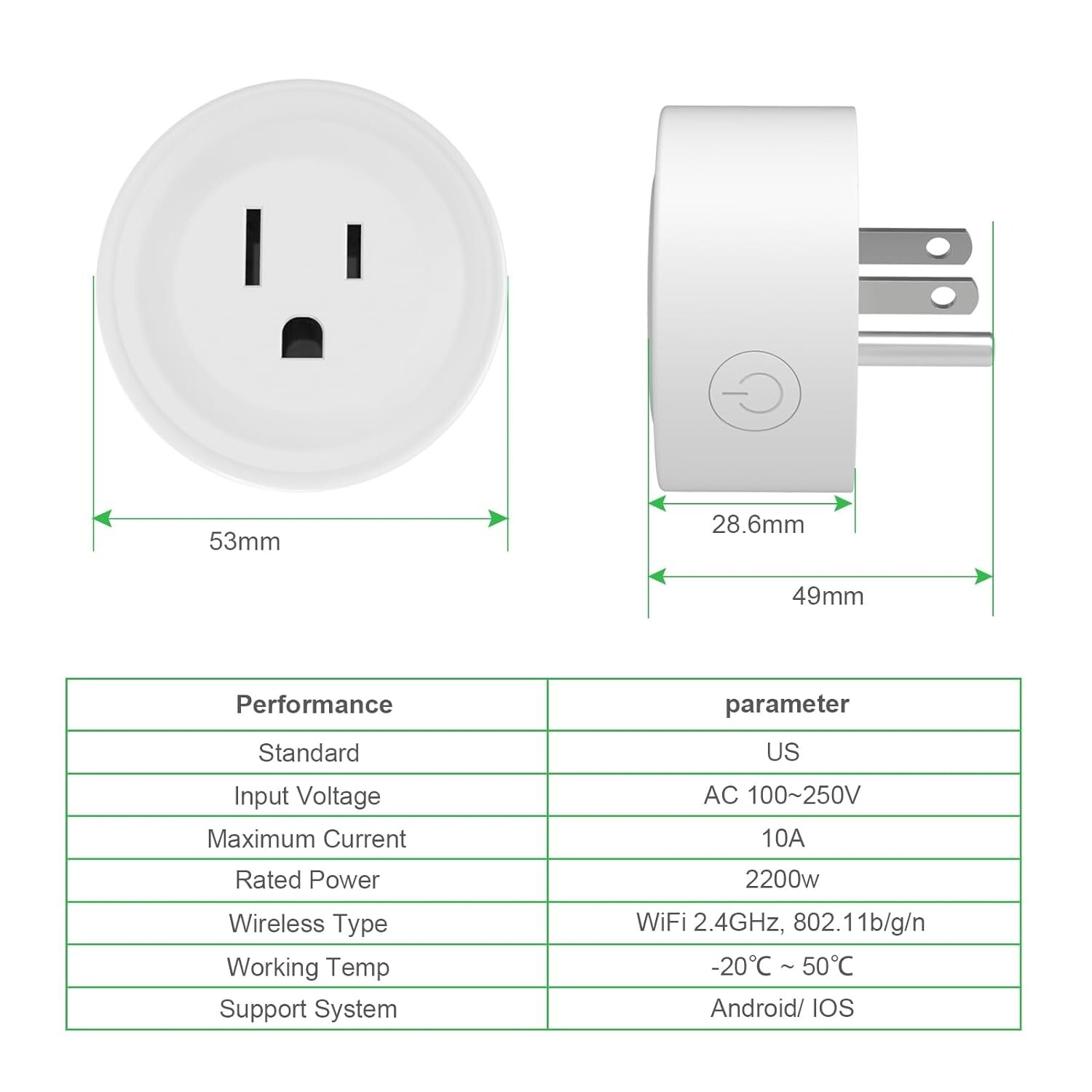 Smart WiFi Plug Work with Alexa&Google Assistant Remote Control&Voice Activation