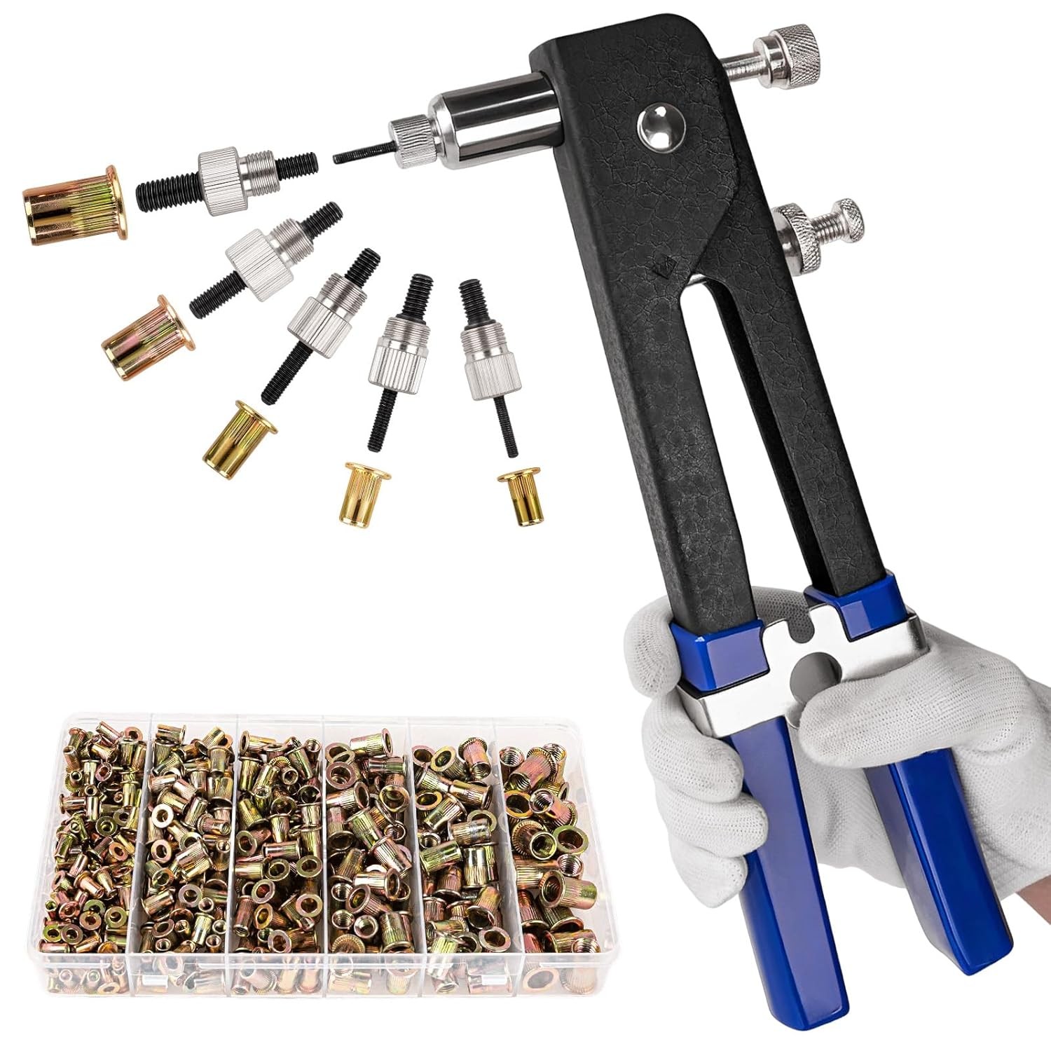 430Pcs Rivet Nut Tool Kit, Metric Rivnuts Assortment Kit (M8/M6/M5/M4/M3)