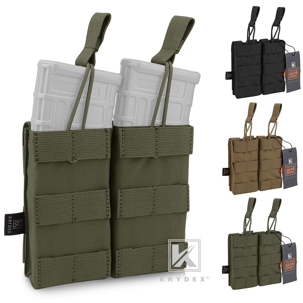KRYDEX Double 5.56 .223 Mag Pouch Open Top Tactical Mag Carrier MOLLE Modular