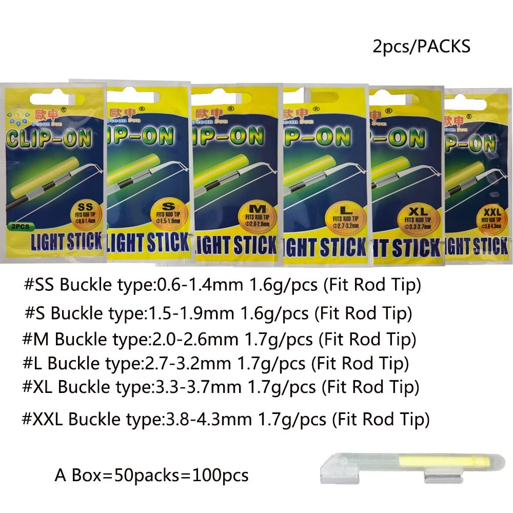 20 PCS Clip-On Bulk Fishing Glow Sticks for Rod Tips Night Fishing Bobber