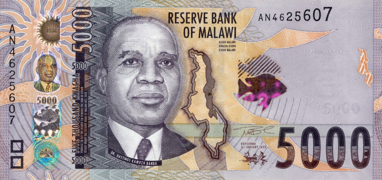 MALAWI 5000 KWACHA P 71. aUNC CONDITION. 6RW 29MAI