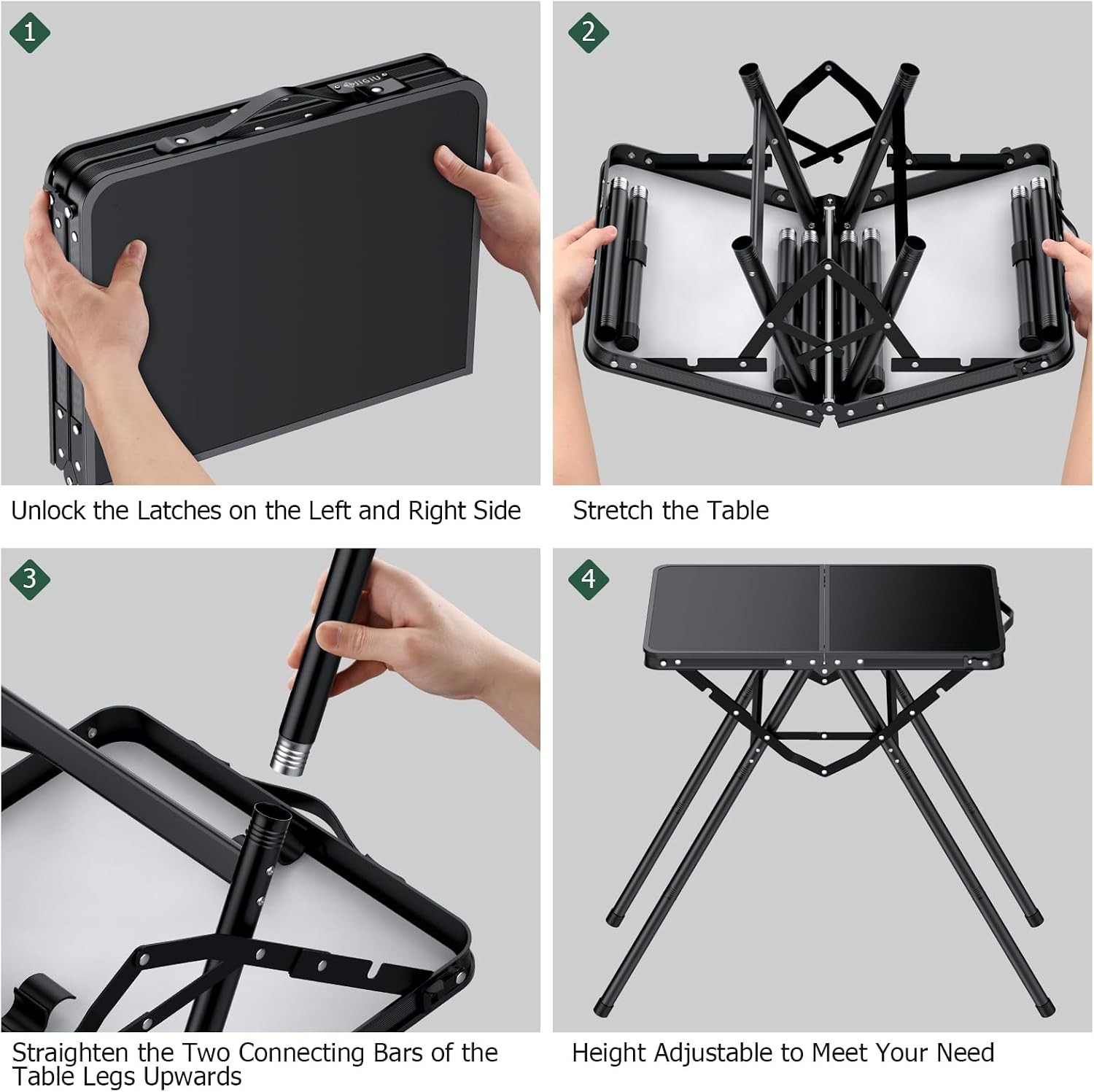 Folding Table W/ Metal Mesh Desktop Grill Table Camping Table W/ Carry Handle