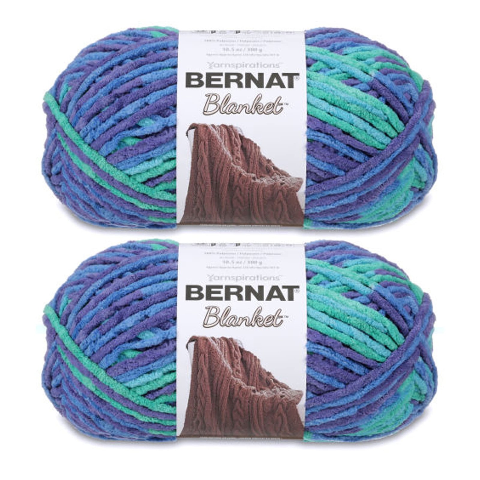 Blanket Ocean Shades Yarn - 2 Pack of 300g/10.5oz - Polyester - 6 Super Bulky...