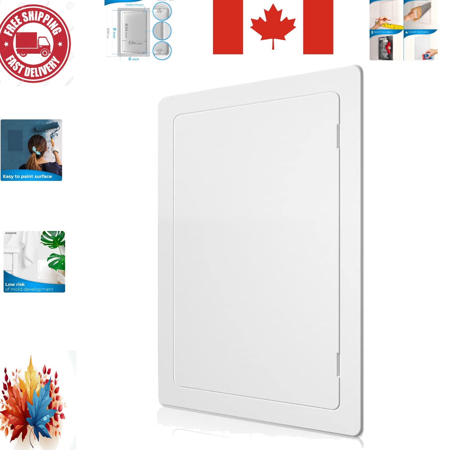 6 x 9 Inch Plastic Access Panel - Elegant Solution for Wall Concealment