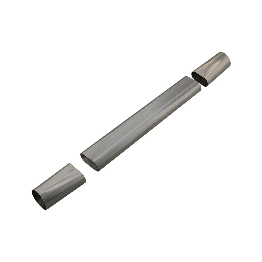 CXRacing 2.5" Oval Straight Stainless Steel Pipe Tube Tubing + Round Coverter