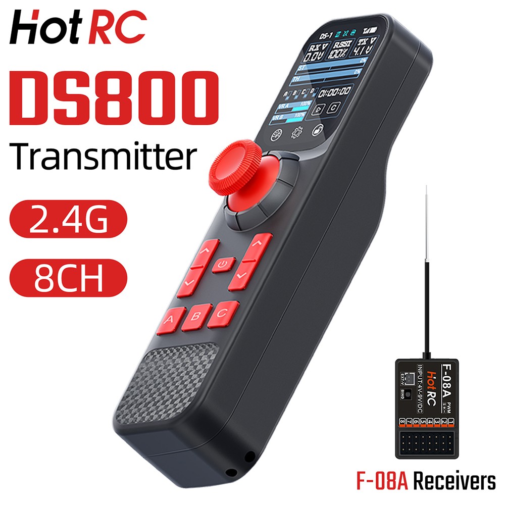 HotRC DS800 2.4G 8CH Radio Remote Controller with F-08A Receiver For RC Car Boat