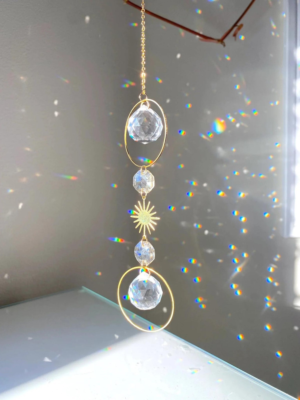 Crystal Sun Catcher Prism Rainbow Maker Hanging Lightcatcher Sun Boho Window Han