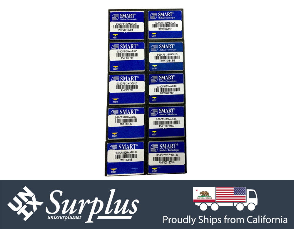 Pack of 10 SMART 512MB CF Card SG9CF512SMA2LUC Compact Flash Memory