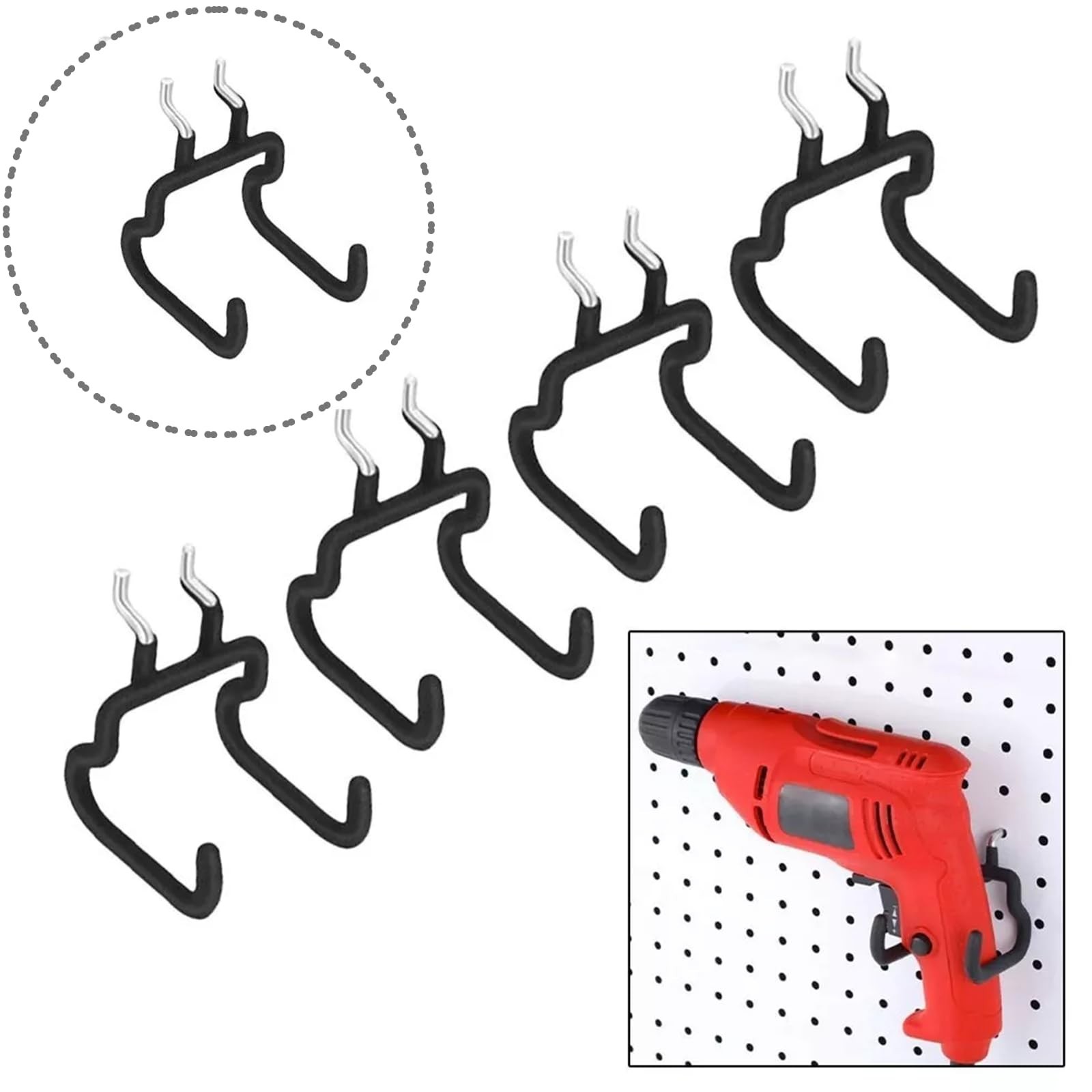 4 Heavy Duty Pegboard Hooks,Pegboard Drill Holder,and Peg Board Tool Hangers....